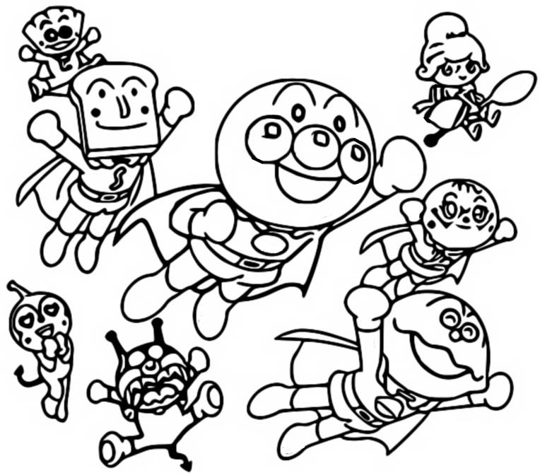 Coloring page Let's Go! Anpanman