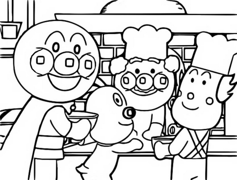 Coloriage Anpanman, Batako-san, Cheese, Uncle Jam