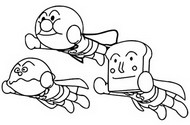 Dibujo para colorear Anpanman, Currypanman, Shokupanman