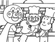 Dibujo para colorear Anpanman, Batako-san, Cheese, Uncle Jam