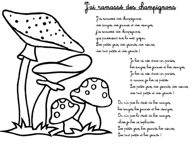 Coloriage J'ai ramassé des champignons