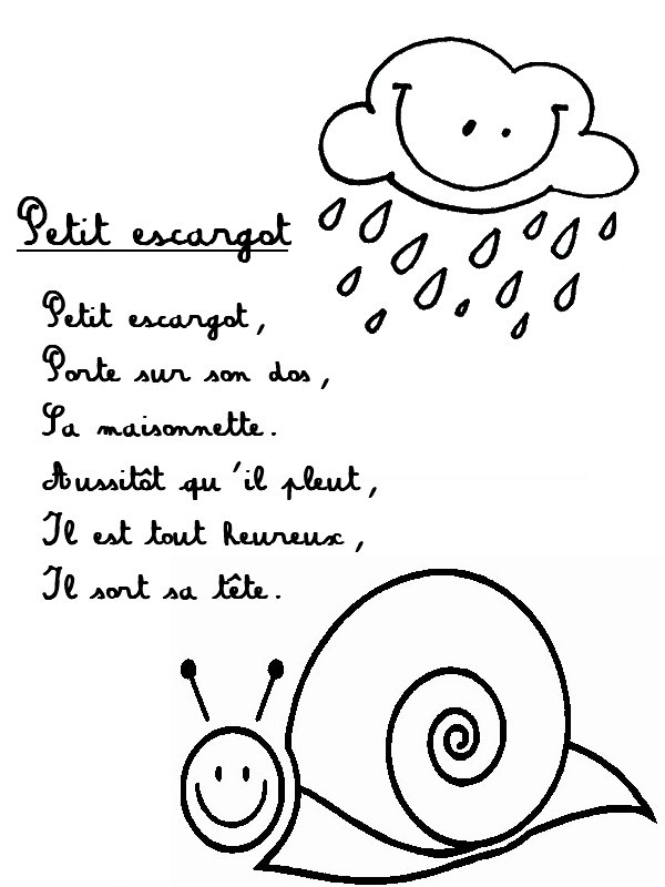Coloriage Petit escargot - Chansons Comptines Automne