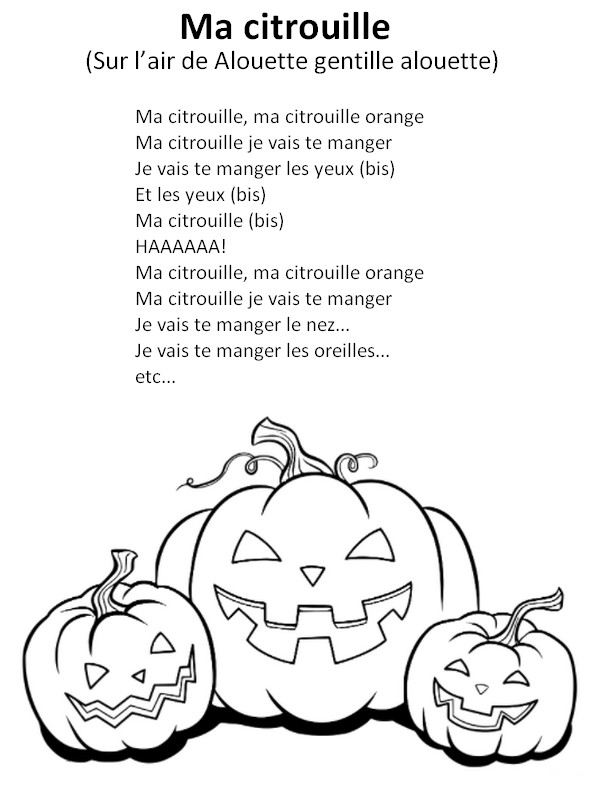 Coloriage Ma citrouille (Sur l’air de Alouette gentille alouette) - Chansons Comptines Halloween