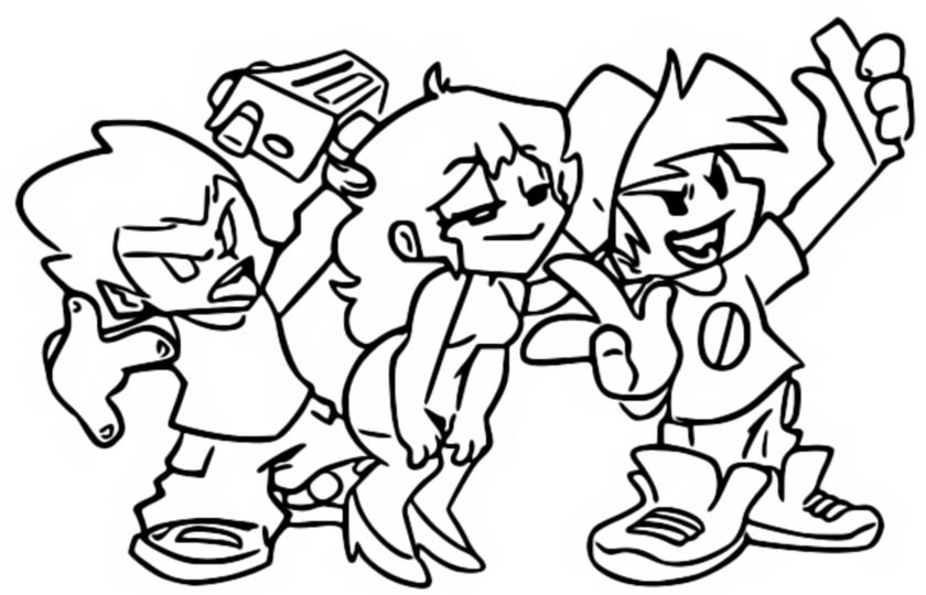 Coloring page Boyfriend, Girlfriend, Pico