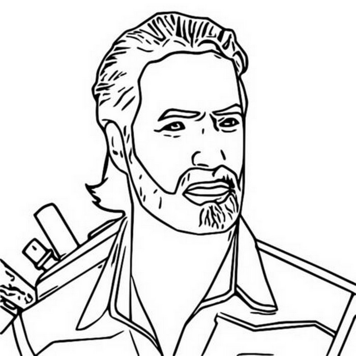 Coloring page Fortnitemares 2021 : Rick Grimes 4