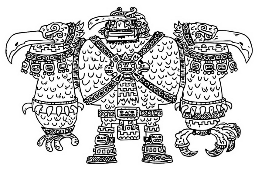 Coloring page King Teca - Maya and the three