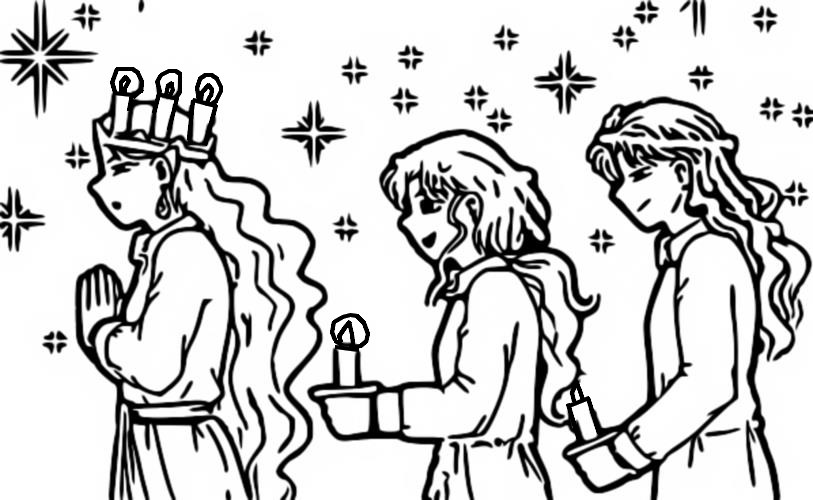 Coloring page Procession - Saint Lucy's Day