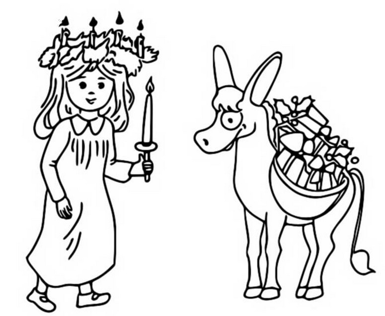 Coloring page donkey - Saint Lucy's Day