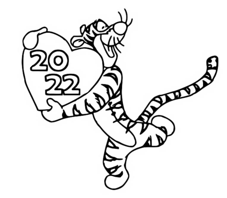 Coloring page 2022 Year of tiger