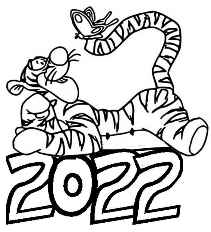 Coloring page 2022 Year of tiger