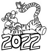 Tulostakaa värityskuvia 2022 Tigerin vuosi
