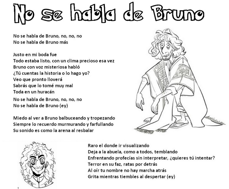 Kolorowanka No se habla de Bruno - Lyrics of the Piosenki w języku hiszpańskim - Encanto