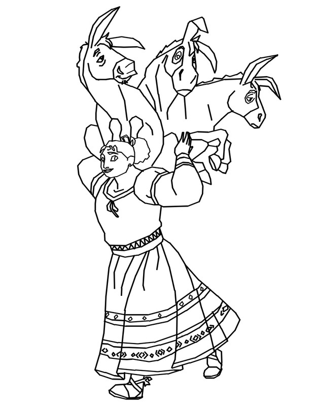 Dibujo para colorear Luisa porte trois ânes sur son dos. - Encanto