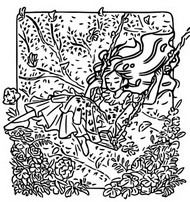 Coloring page Isabela on the swing