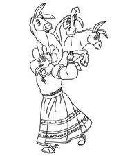 Dibujo para colorear Luisa porte trois ânes sur son dos.