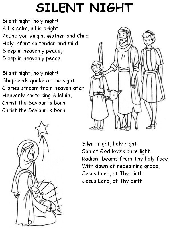 Coloring page Lyrics in English: Silent night