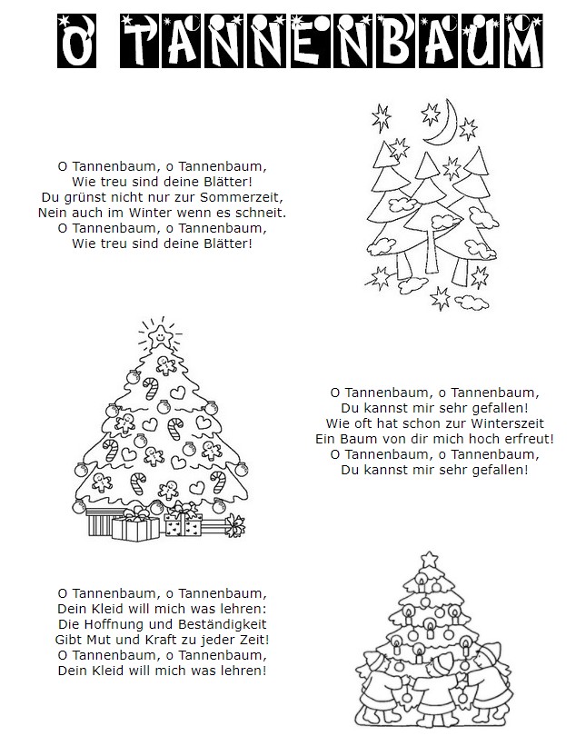 Coloring page Lyrics in German: O Tannenbaum