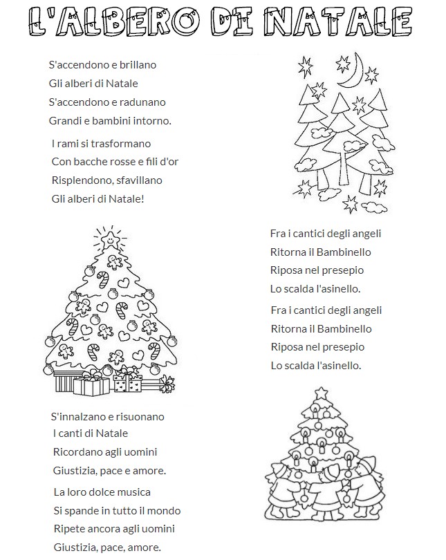 Dibujo para colorear Letras en italiano: L'albero di Natale - Cancion de Navidad - O Abies