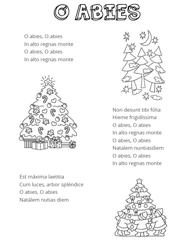 Desenho para colorir Letras em espanhol: O abies - Canção de Natal - Ó Pinheirinho de Natal