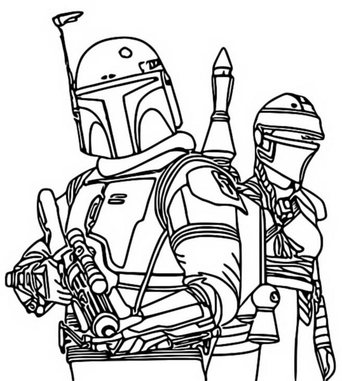 Desenho para colorir Boba Fett & Fennec Shand