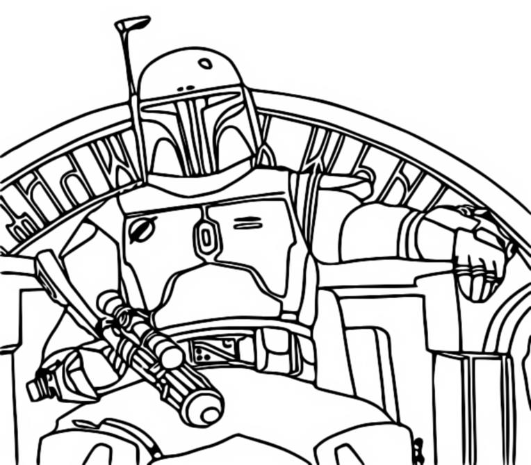 Desenho para colorir Fett assenta no trono