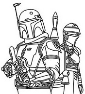 Coloring page Boba Fett & Fennec Shand