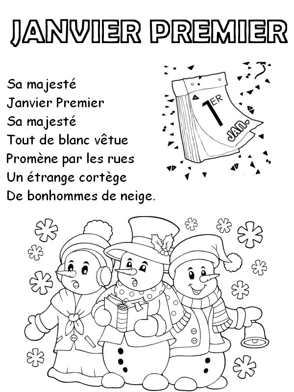 Coloriage Janvier premier