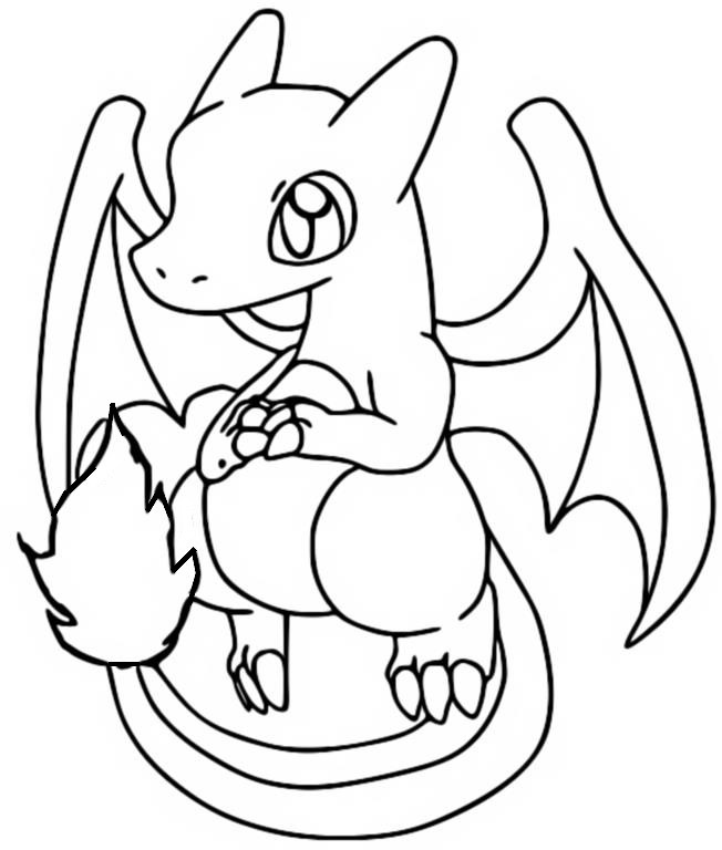 Disegno da colorare Chibi Shiny Charizard