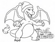 Obrazek do kolorowania - Boże Narodzenie - Charizard