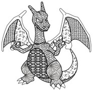 Coloring page Zentangle Charizard