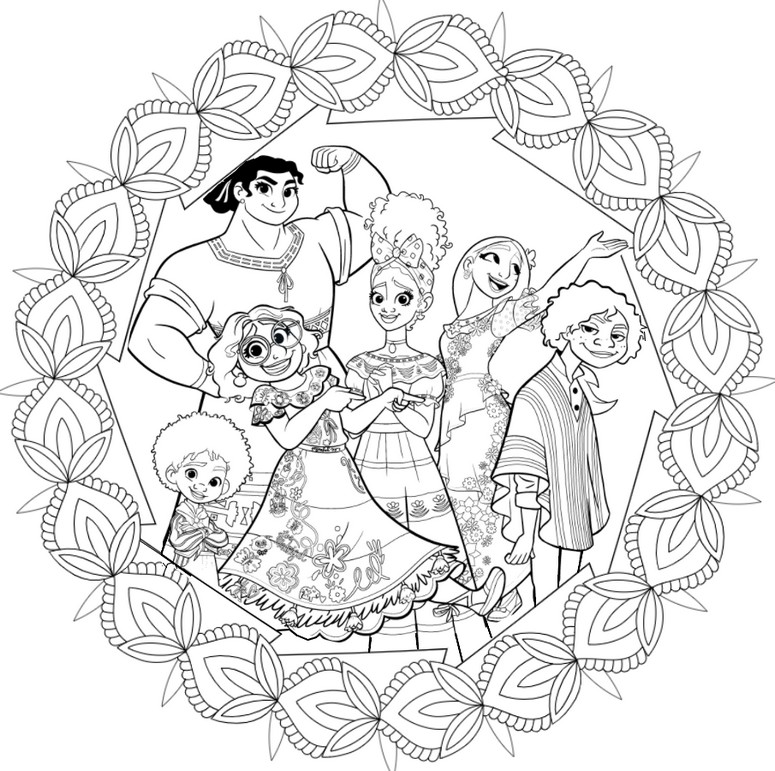 Coloring page Mandalas Encanto : The Madrigal Family 3