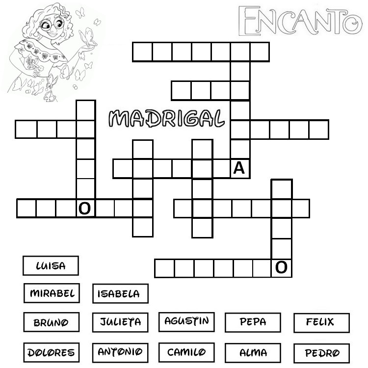 Coloriage Mots croisés