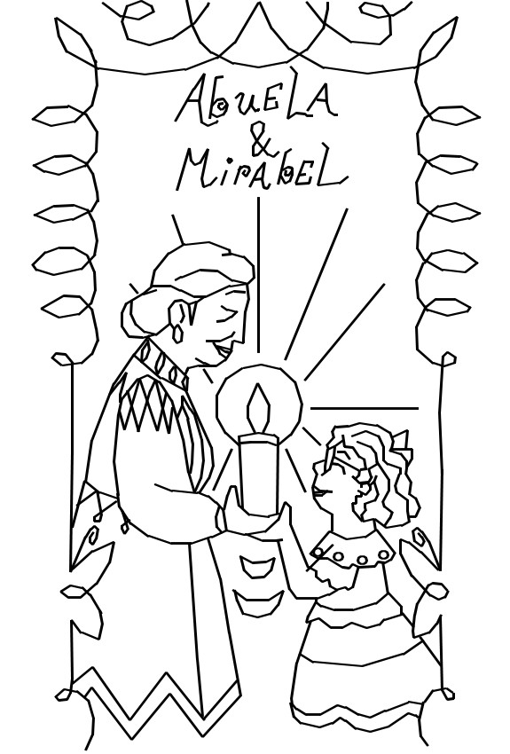 Omalovánek Abelia & Mirabel - Encanto - Kouzelné dveře