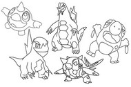 Coloring page Cetoddle, Cetitan, Frigibax, Arctibax, Baxcalibur