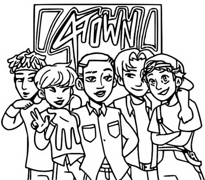 Dibujo para colorear Banda de chicos 4*Town