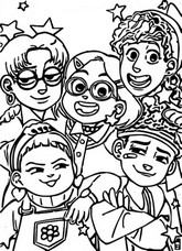Desenho para colorir Mei Lee e seus amigos