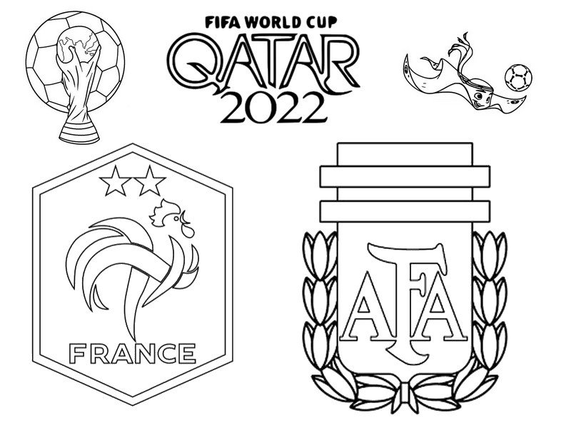 Desenho para colorir Final: França - Argentina - Futebol Copa do Mundo FIFA 2022