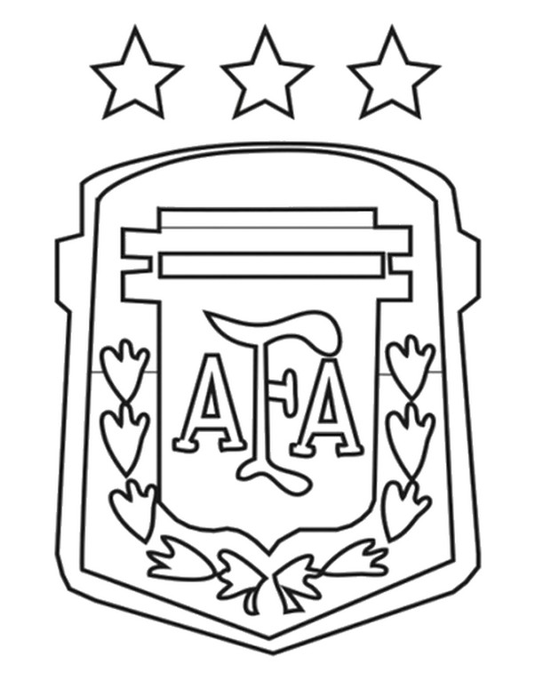 Desenho para colorir Logotipo argentino - 3 estrelas - Futebol Copa do Mundo FIFA 2022