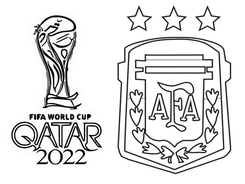 Dibujo para colorear Argentina, campeón del mundo - Copa Mundial de Fútbol 2022