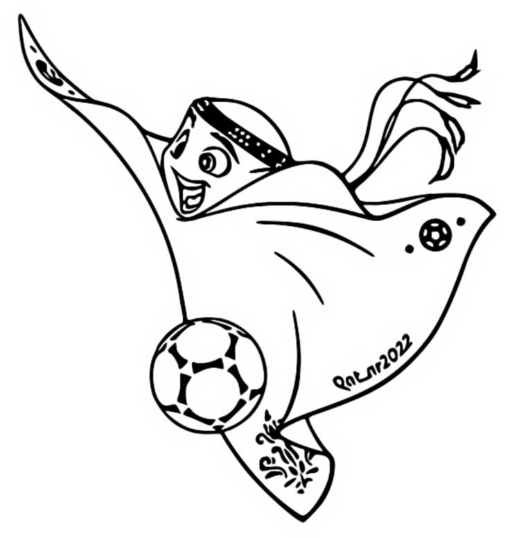Dibujo para colorear Mascota: La'eeb - Copa Mundial de Fútbol 2022