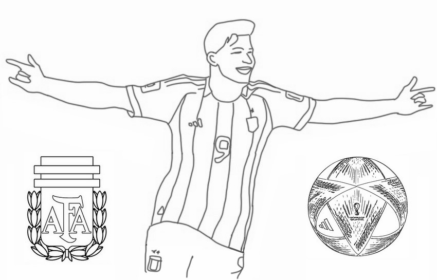 Dibujo para colorear Copa Mundial de Fútbol 2022 : Julian Alvarez 60