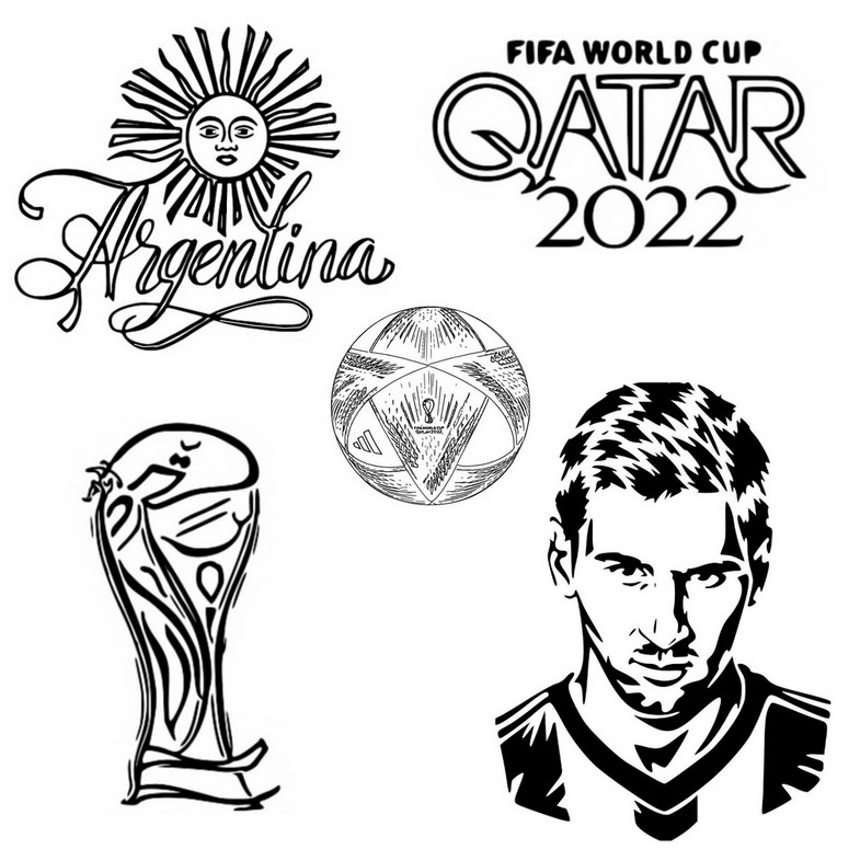 Desenho para colorir Argentina Messi - Futebol Copa do Mundo FIFA 2022