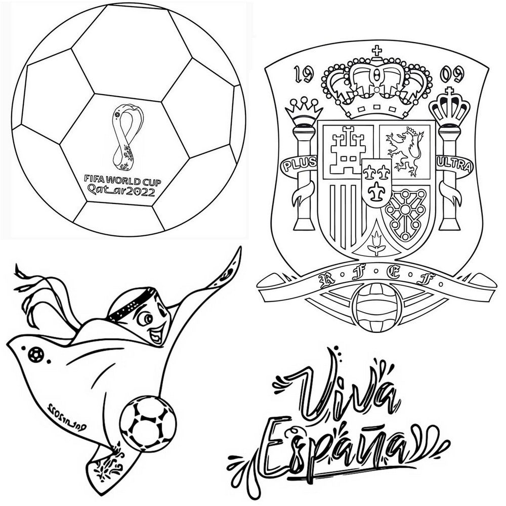 Desenho para colorir Espanha - Futebol Copa do Mundo FIFA 2022
