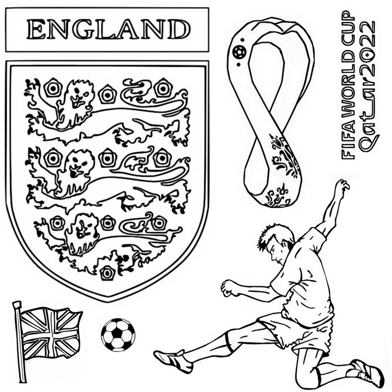 Dibujo para colorear Inglaterra - Copa Mundial de Fútbol 2022