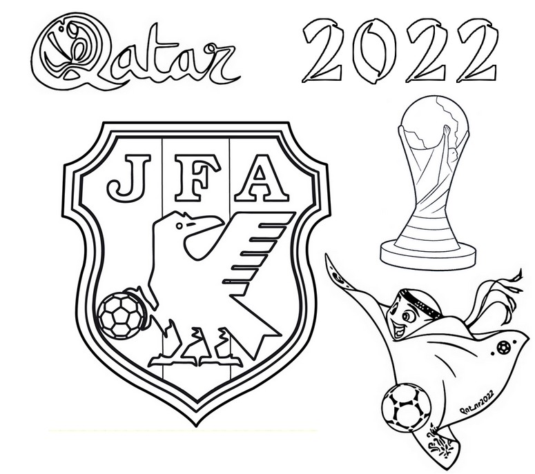 Dibujo para colorear Japón - Copa Mundial de Fútbol 2022