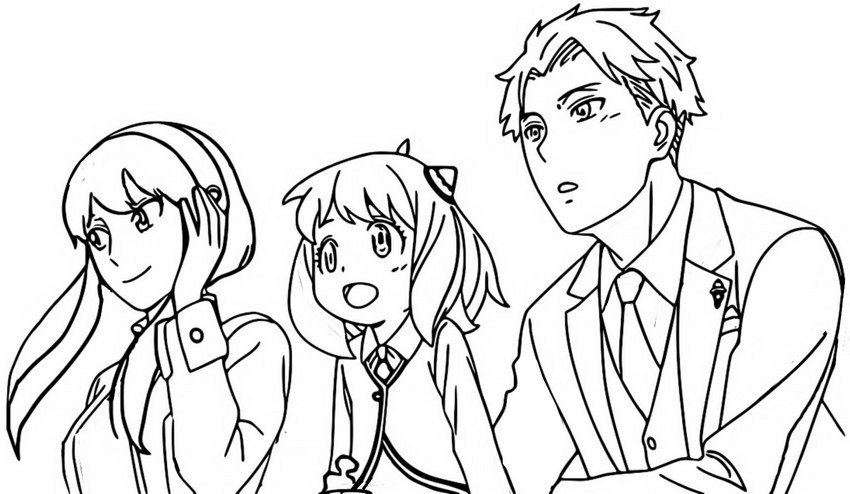 Coloring page Loid & Yor & Anya