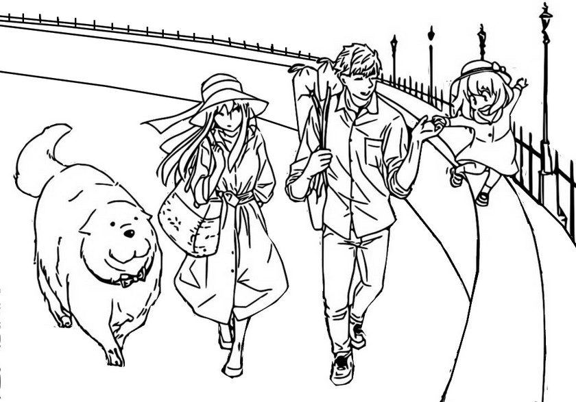 Coloring page Loid, Anya, Yor, Bond