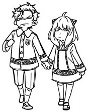 Coloring page Damian Desmond & Anya Forger