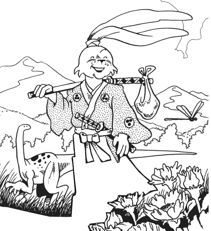 Disegno da colorare Dinosauro - Samurai Rabbit - Le avventure di Usagi