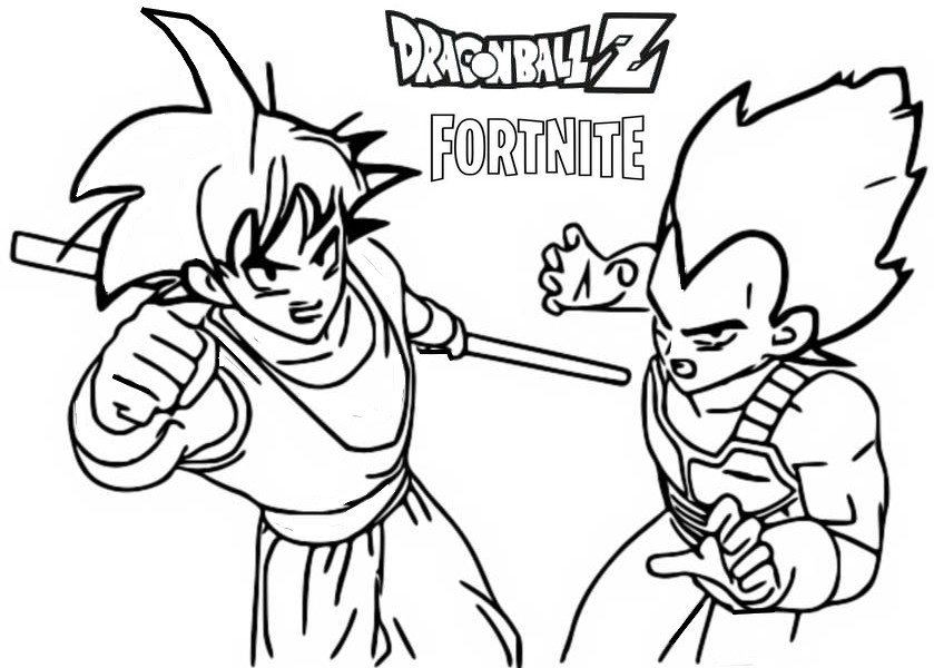 Dibujo para colorear Fortnite Capítulo 3 Temporada 3 - Buena Onda : Dragon  Ball Z - Son Goku - Vegeta 14